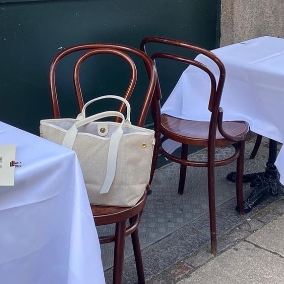 Two Tone Tote Bag in Natural/white with Strap - Picture 3 of 9